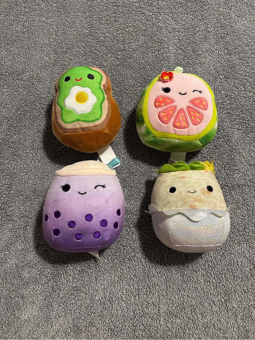 Squishmallows Plush Fruit & Snack Set - Purple, Green, Pink, Brown